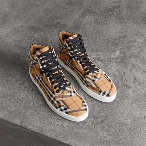 burberry vintage check trainers|Burberry Check high top sneakers.